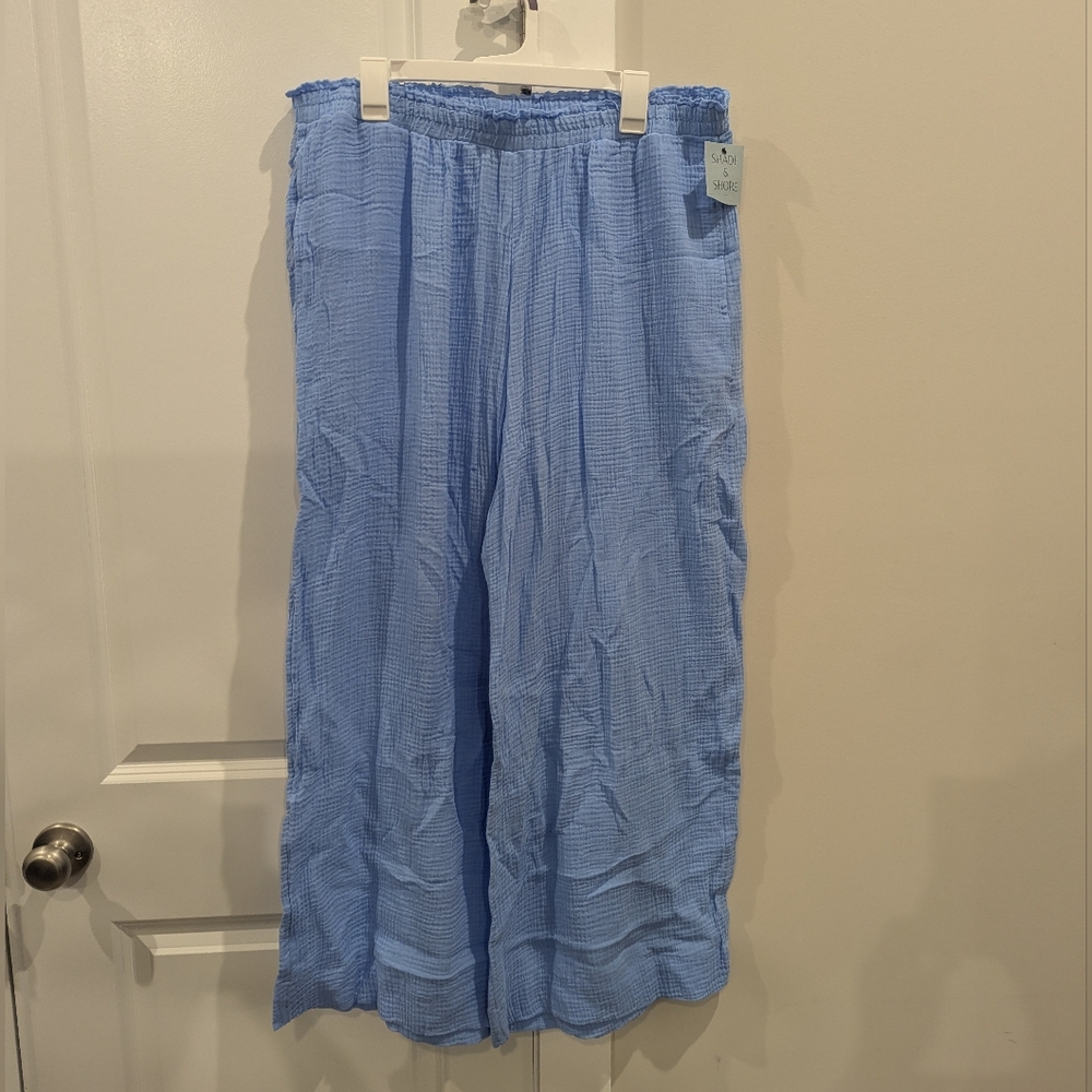 Shade And Shore Blue Linen Beach Pants NWT